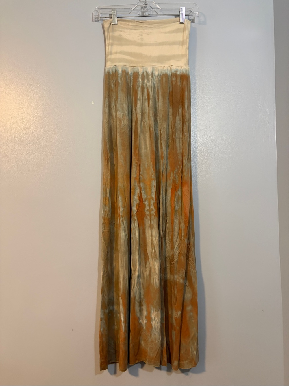 Green Dragon Cream and Rust Tie-Dye Maxi Skirt